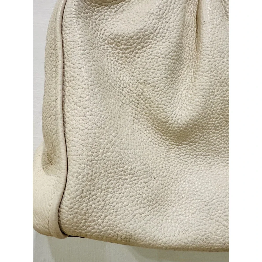 Coach C7454 Pebbled Leather Shoulder Hobo Bag Chalk Ivory Gold Hardware Hangtag